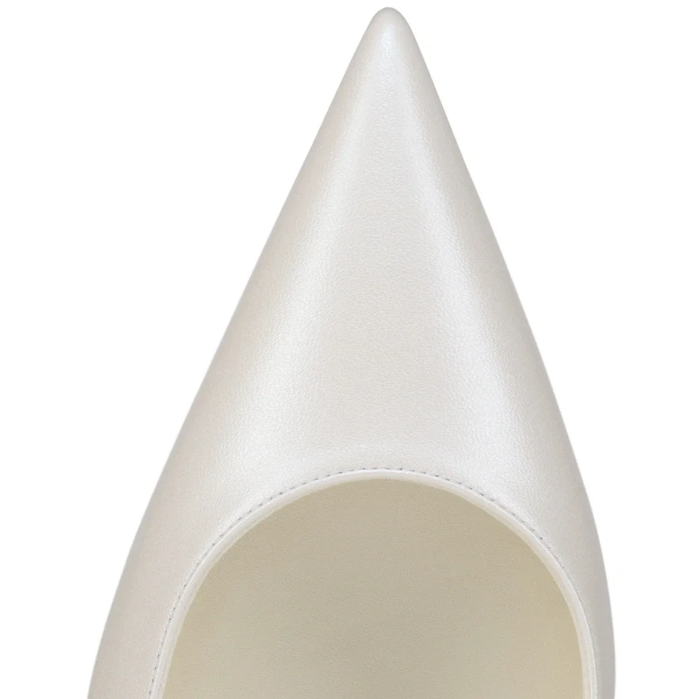 Christian Louboutin Miss Z 100 Nappa Perle Bianco White Pointed Heel Pump 40.5